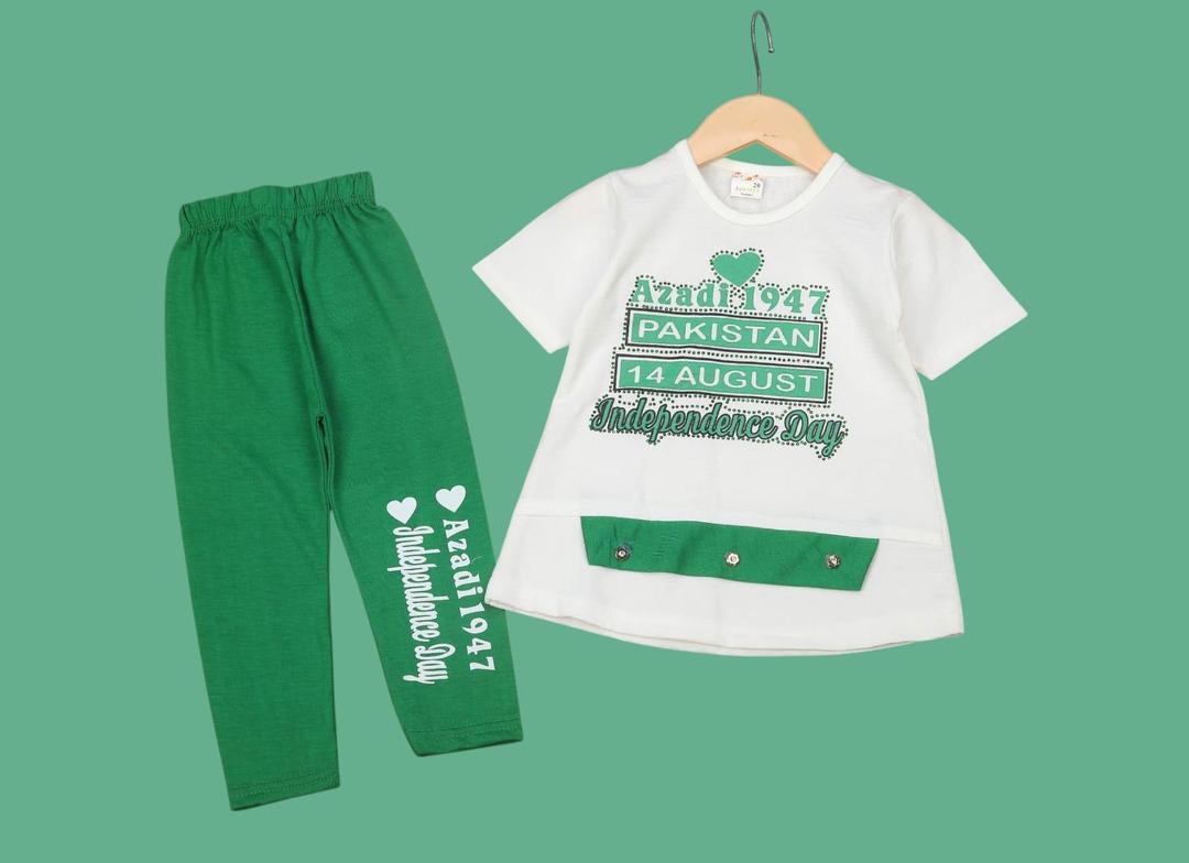 2 Pc Girls Blended Printed Frok set