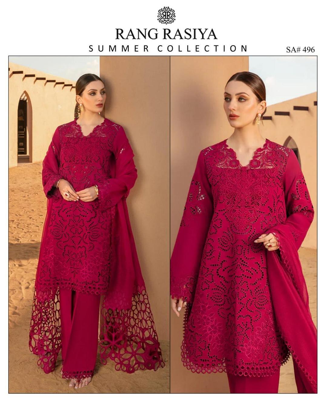 3Pcs Woman's Unstitched Embroidered Suits