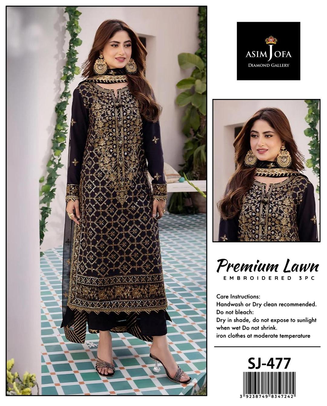 3pcs Woman's Unstitched Embroidered Suits