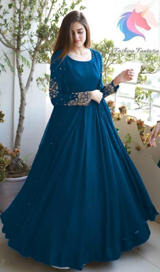 3Pcs Woman's Stitched Embroidered Silk Maxi