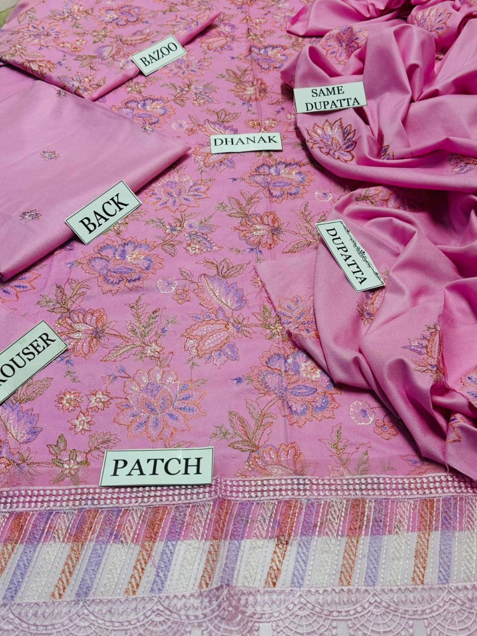 3Pcs Woman's Unstitched Embroidered Suits