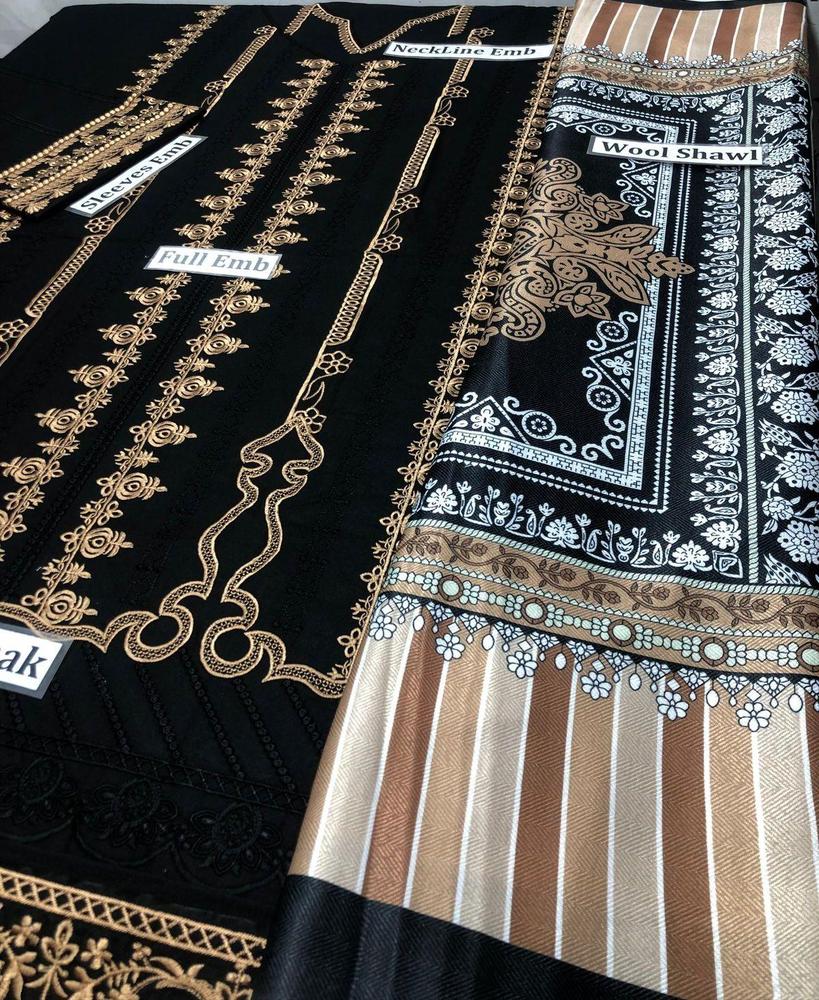 3Pcs Woman's Unstitched Embroidered Suits