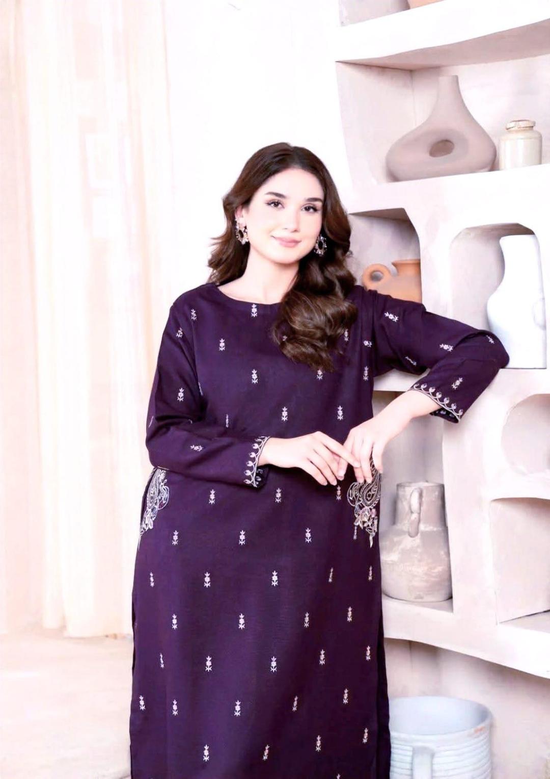 2Pcs Woman's Unstitched Embroidered Suits