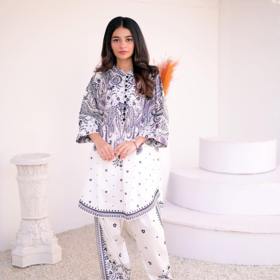 Woman's Stitched Co-Ord Set - PCs Printed Lawn ensemble