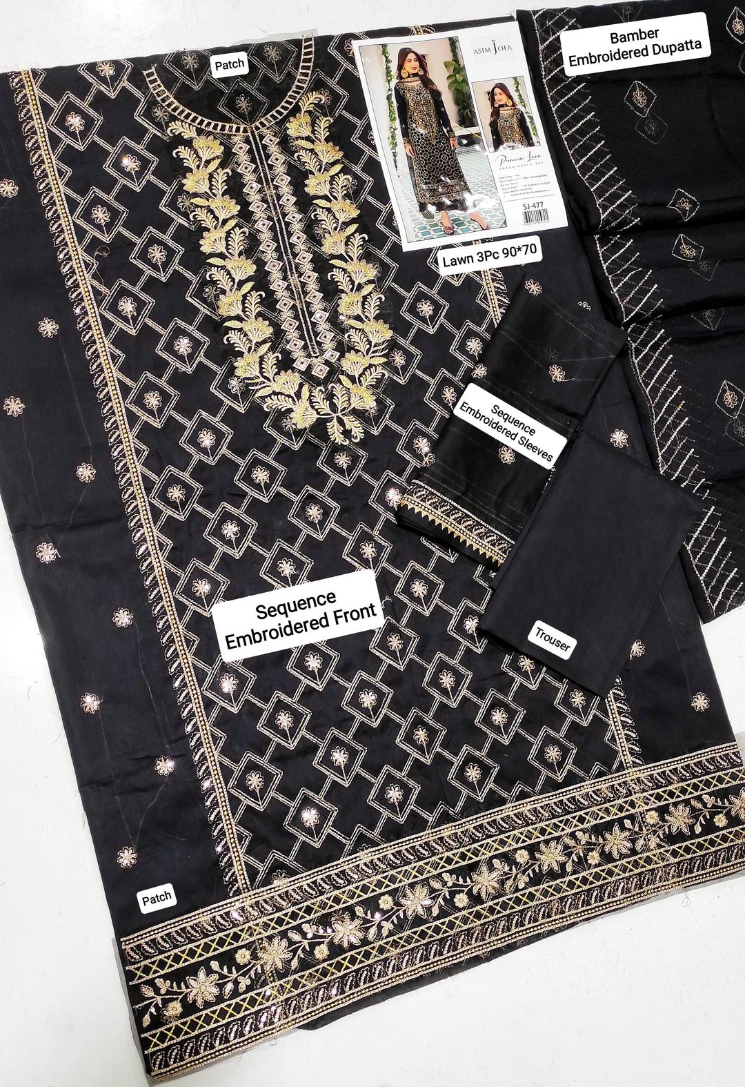 3pcs Woman's Unstitched Embroidered Suits