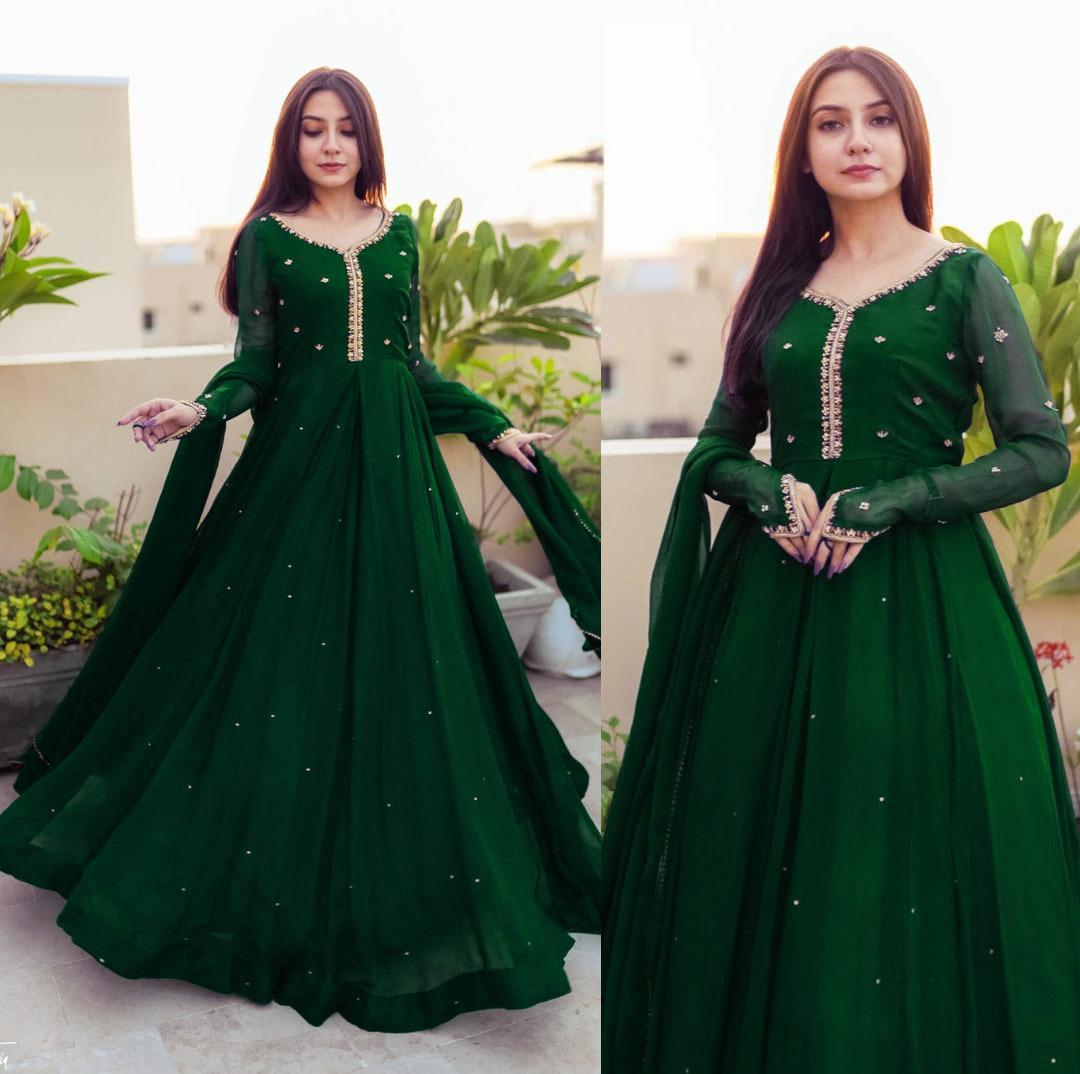 3Pcs Woman's Stitched Embroidered Maxi And Trouser