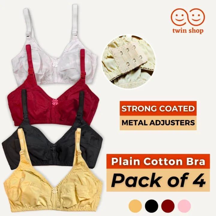 Pack 4 Cotton plain Non Padded Bra