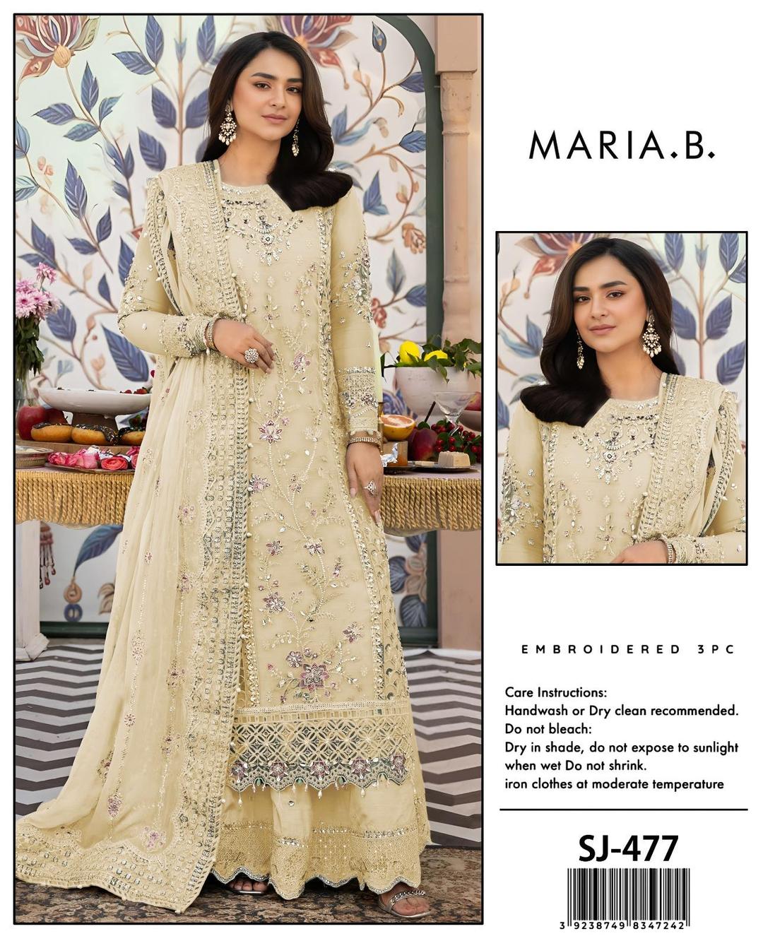3Pcs Woman's Unstitched Embroidered Suits
