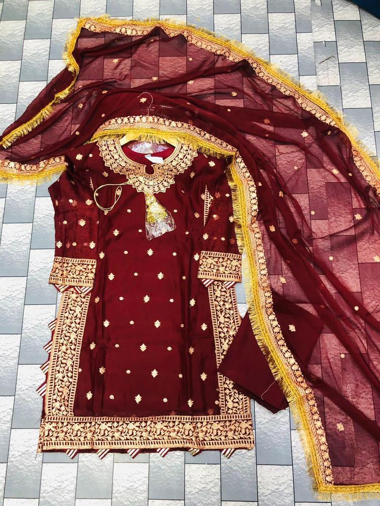 3Pcs Woman's Stitched Crinkle Chiffon