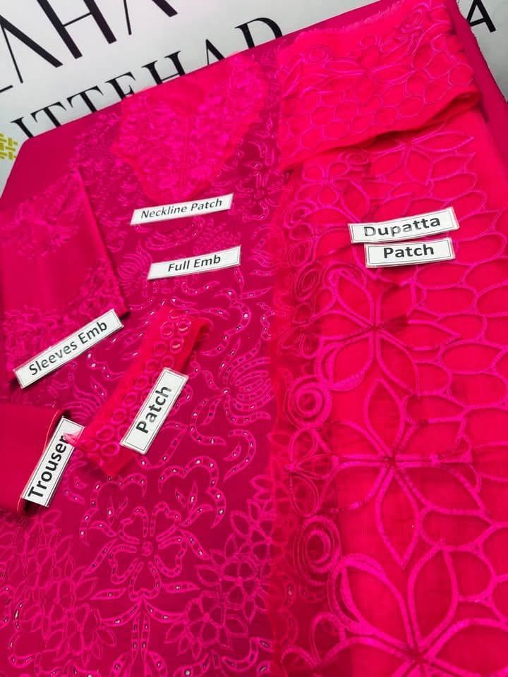 3Pcs Woman's Unstitched Embroidered Suits
