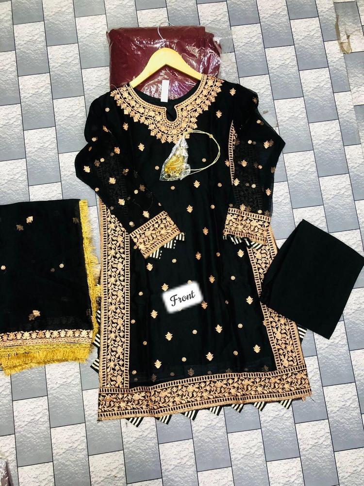 3Pcs Woman's Stitched Crinkle Chiffon