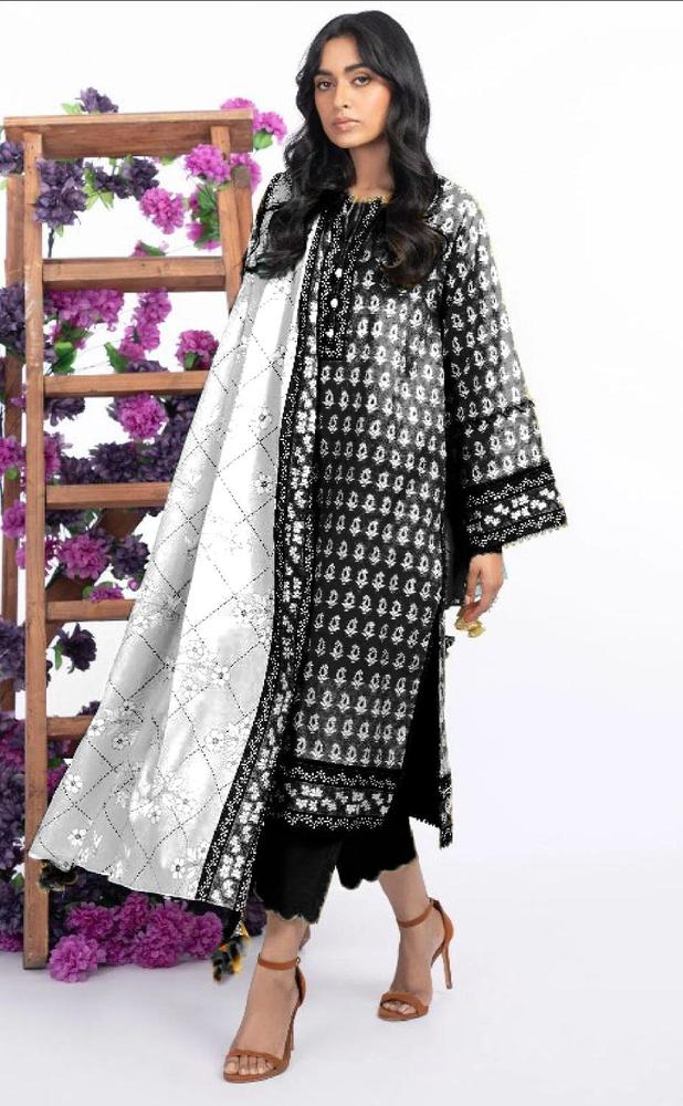3Pcs Woman's Unstitched Embroidered Suits