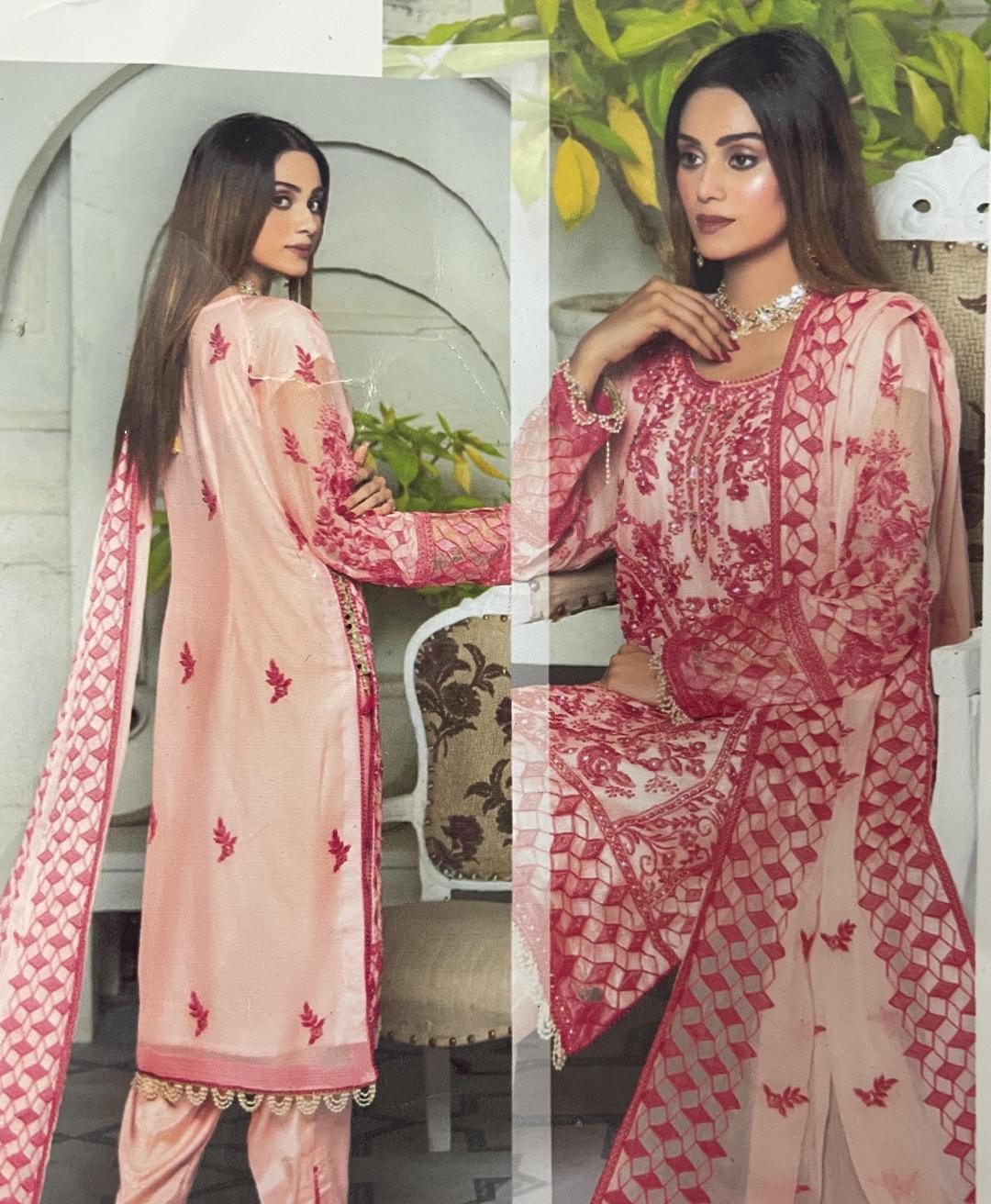 3Pcs Woman's Unstitched Embroidered Suits