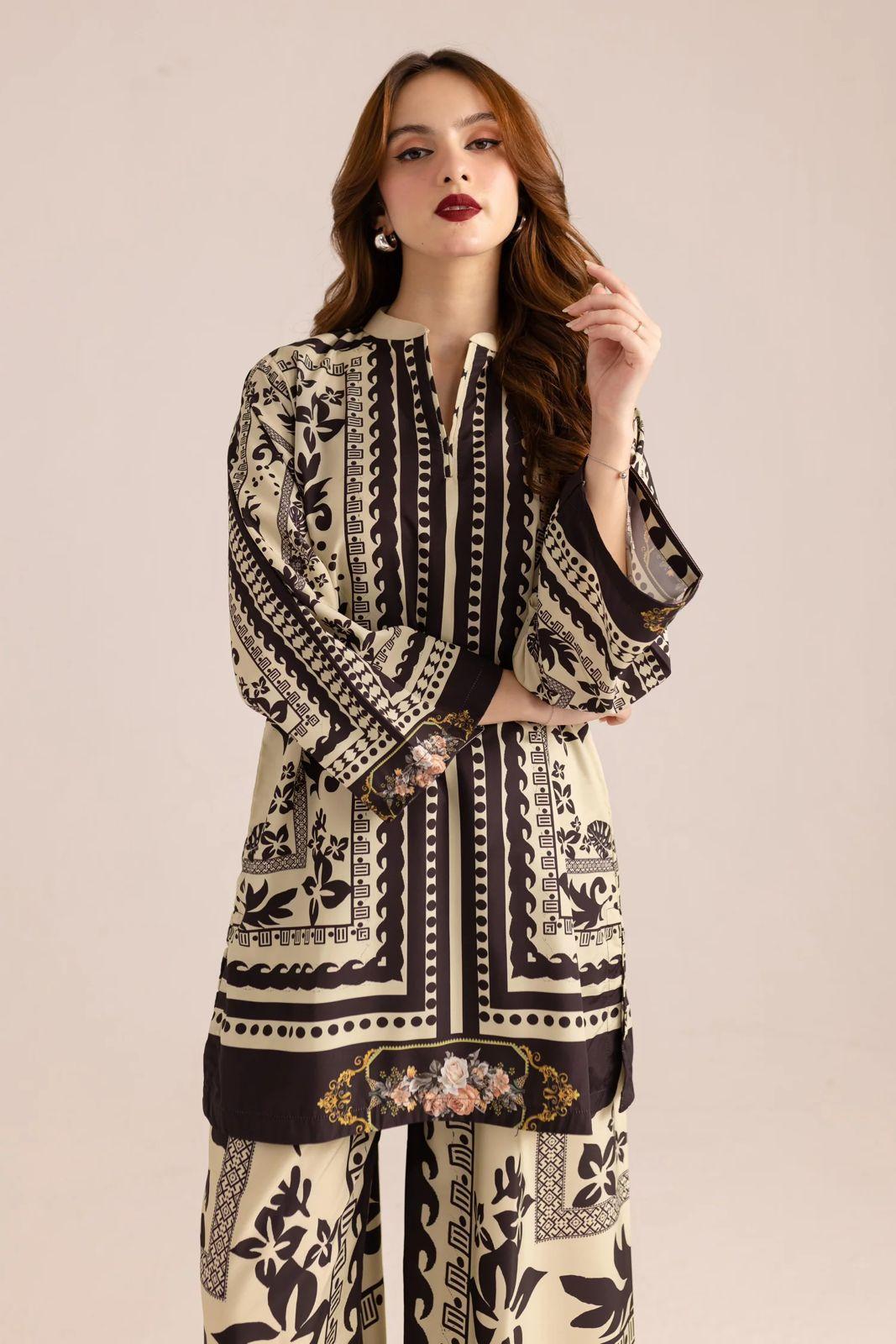 Stylish Woman stitched Printed Shirt + Trouser Set 2Pcs