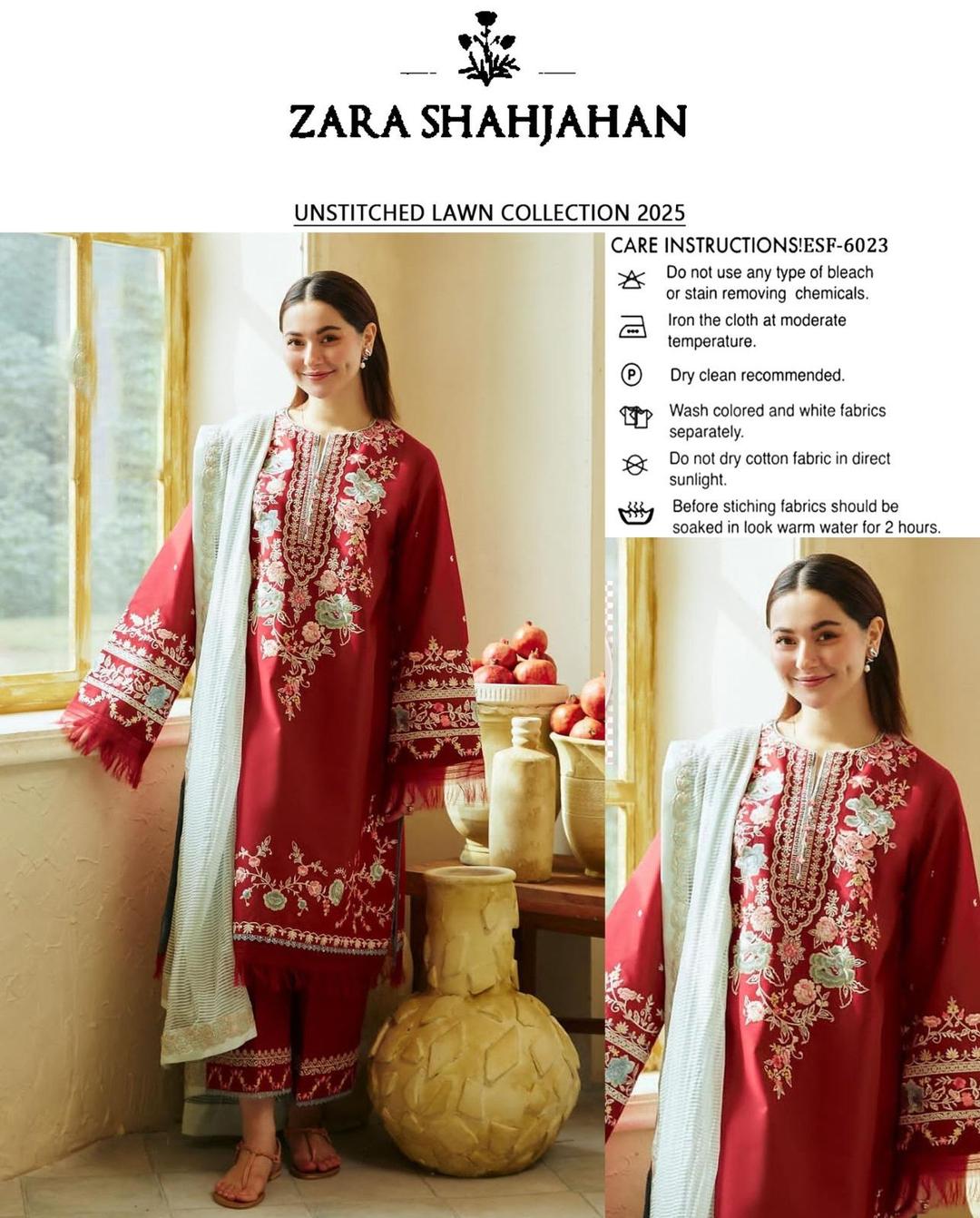 3Pcs Woman's Unstitched Embroidered Suits