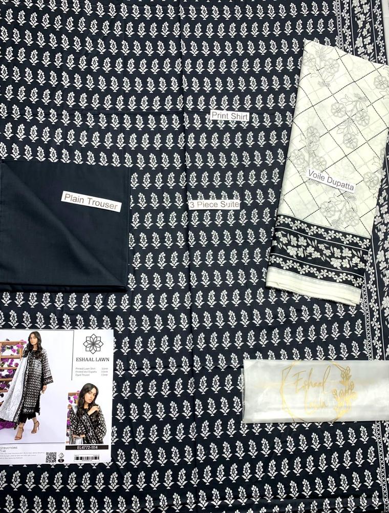 3Pcs Woman's Unstitched Embroidered Suits