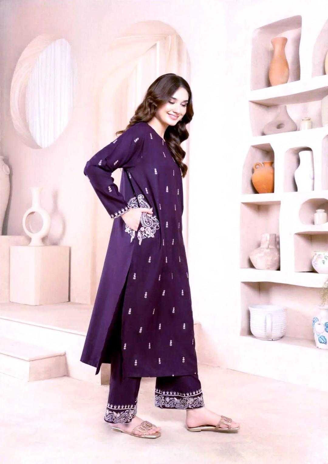 2Pcs Woman's Unstitched Embroidered Suits