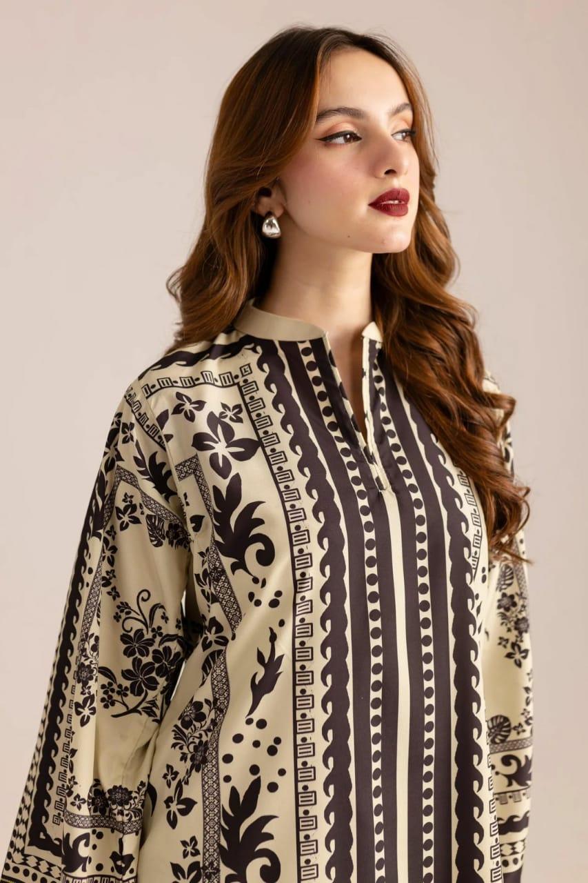 Stylish Woman stitched Printed Shirt + Trouser Set 2Pcs