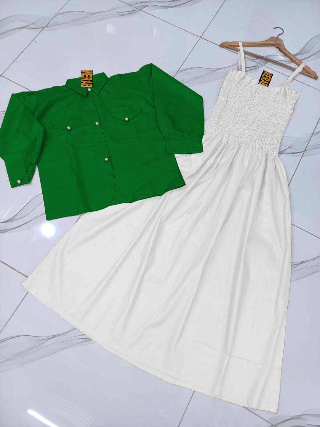 2Pcs Woman's Stitched plain Frok and Jacket