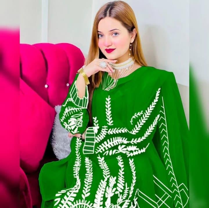3Pcs Woman's Stitched Embroidered Suit