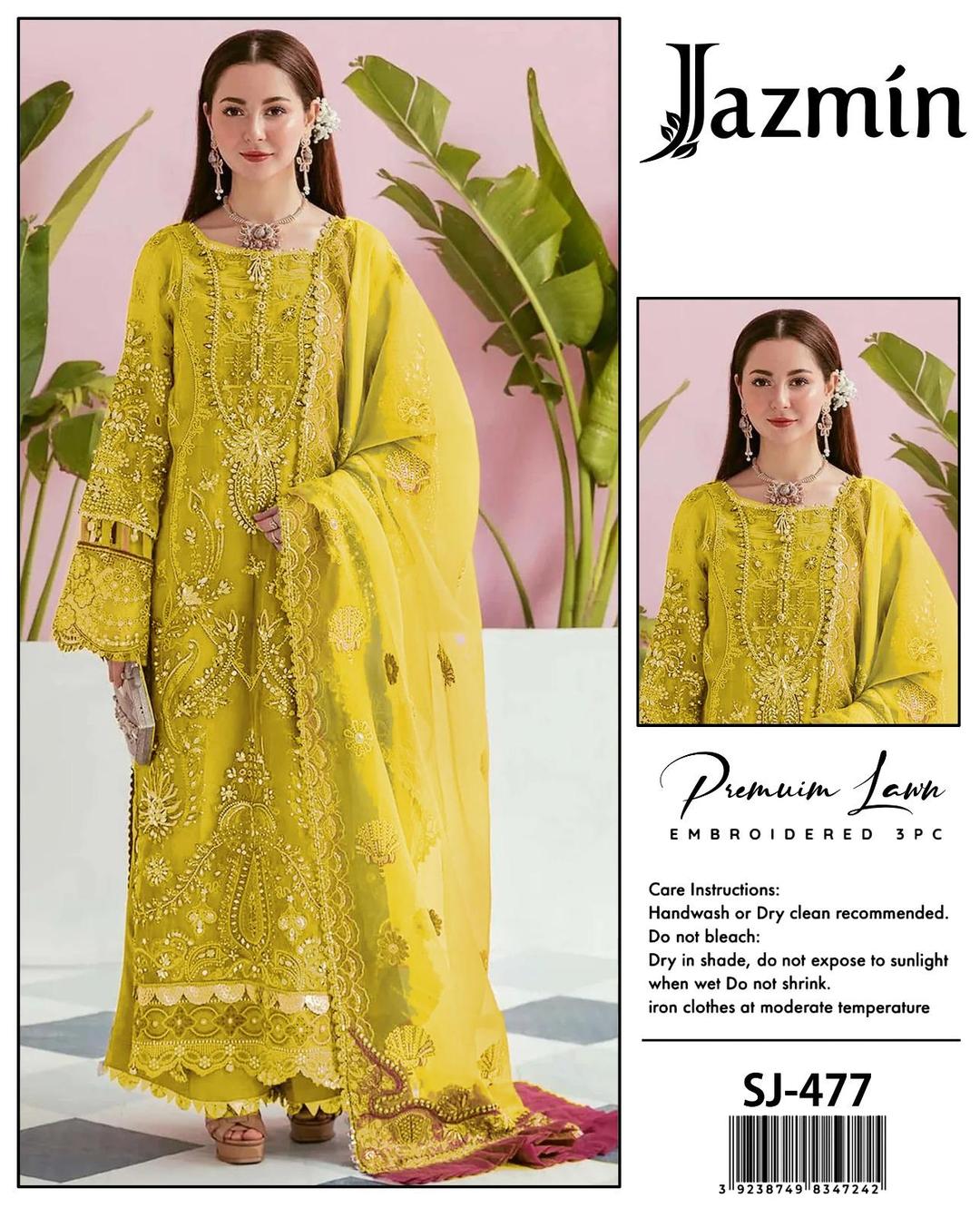 3Pcs Woman's Unstitched Embroidered Suits