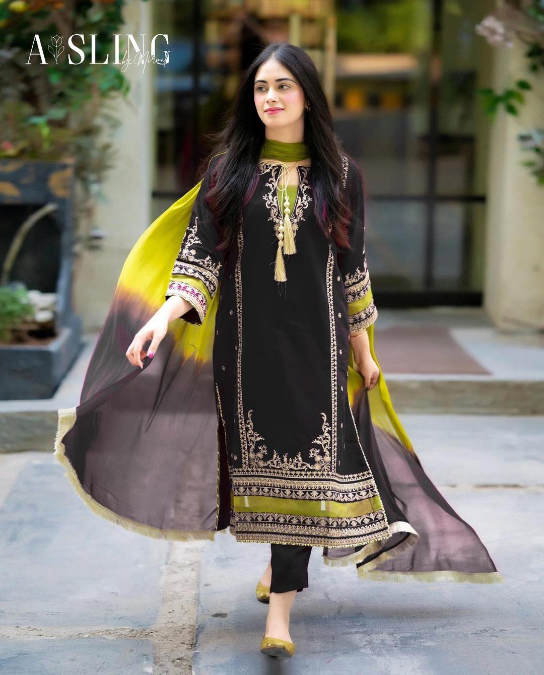 3Pcs Woman's Unstitched Embroidered Suits