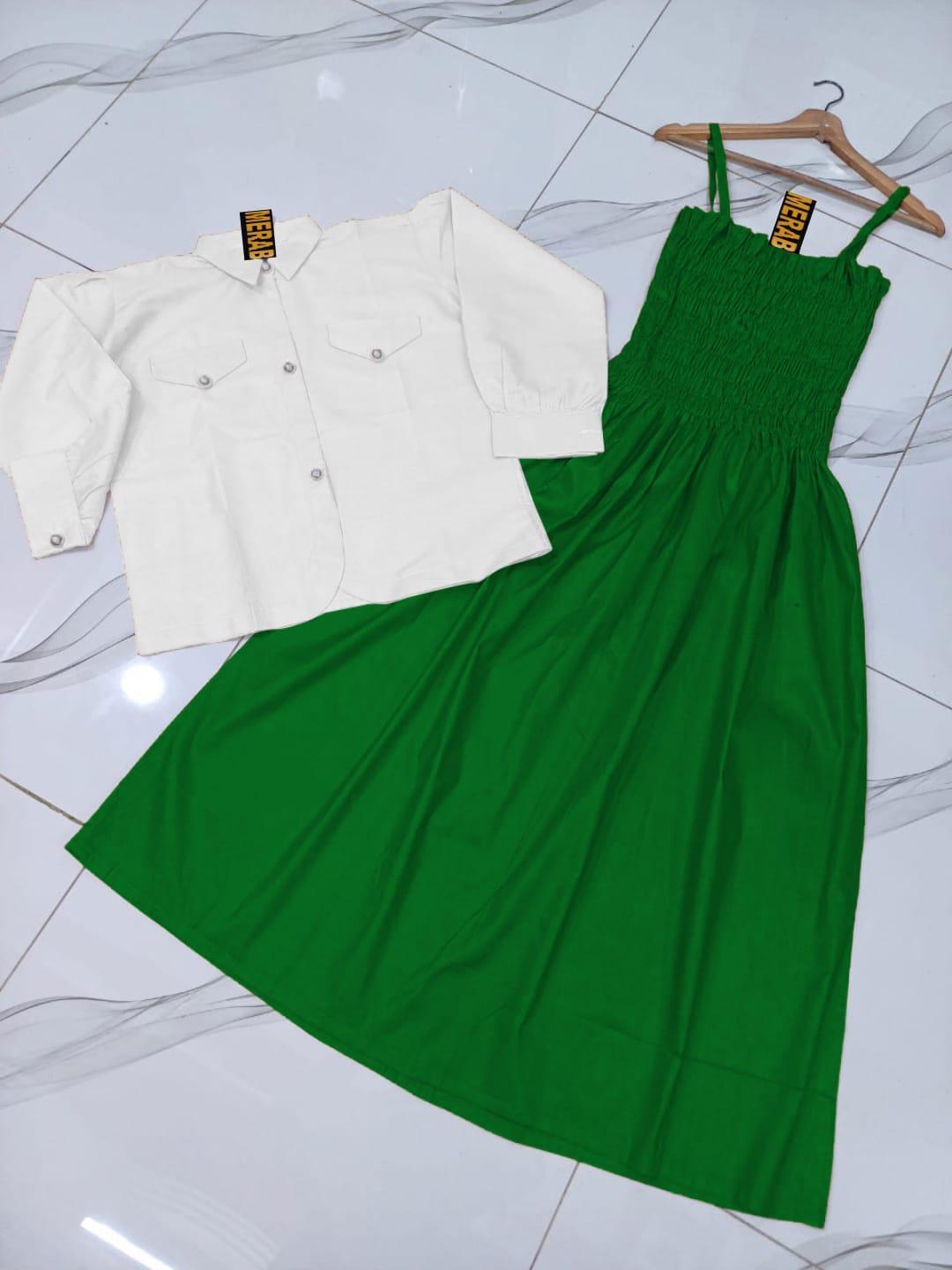 2Pcs Woman's Stitched plain Frok and Jacket