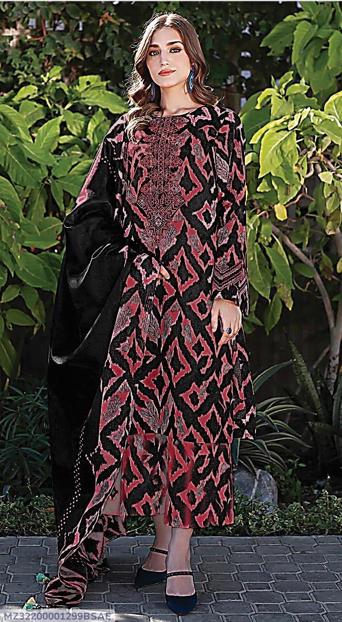 3Pcs Woman's Unstitched Embroidered Suits