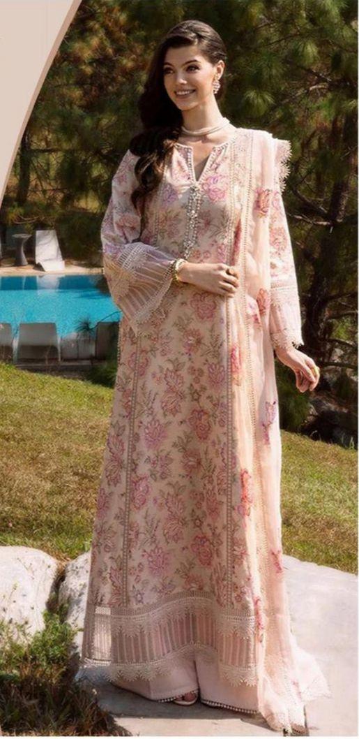 3Pcs Woman's Unstitched Embroidered Suits