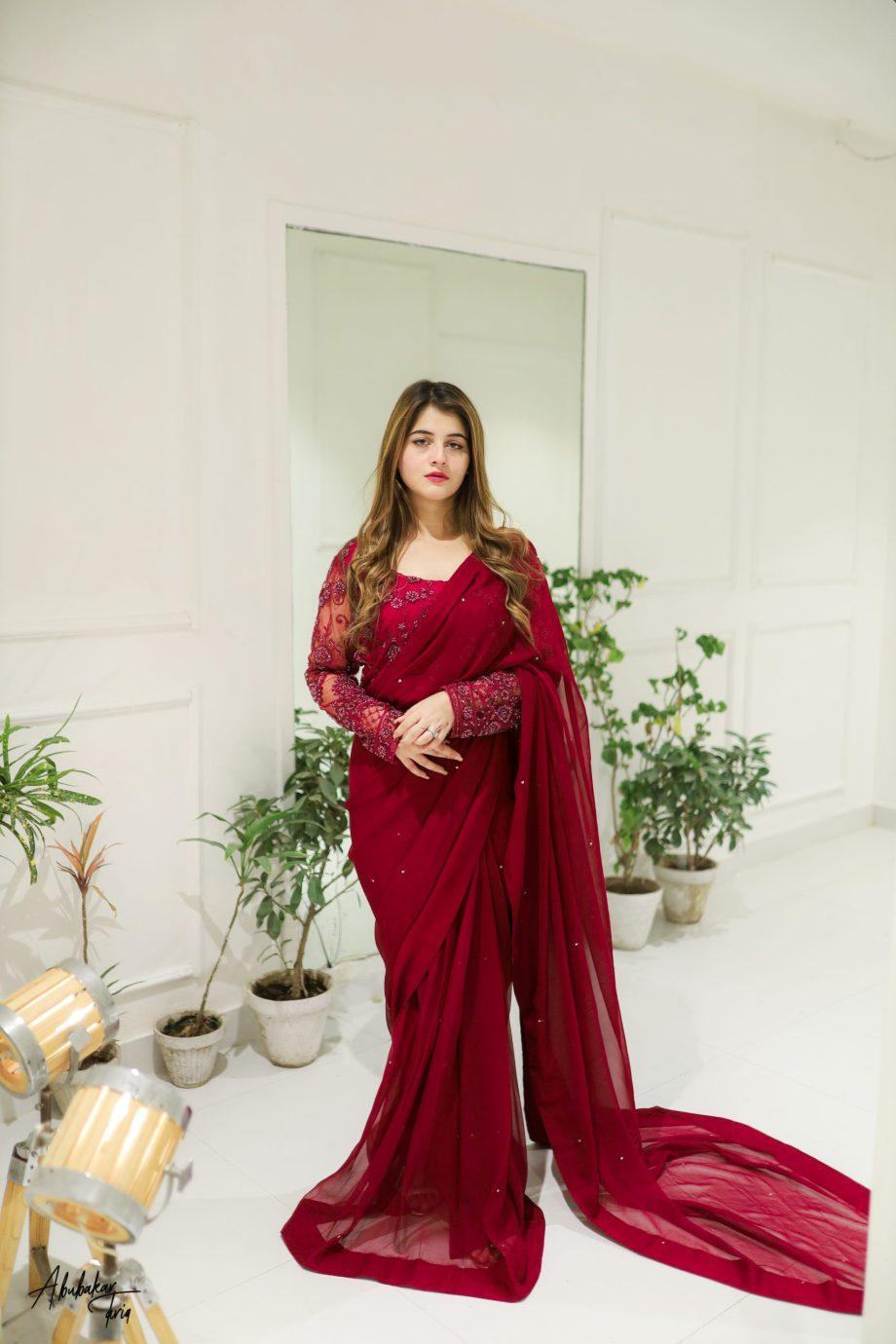 3 Pcs Woman's Chiffon Embroidered Stitched Saree
