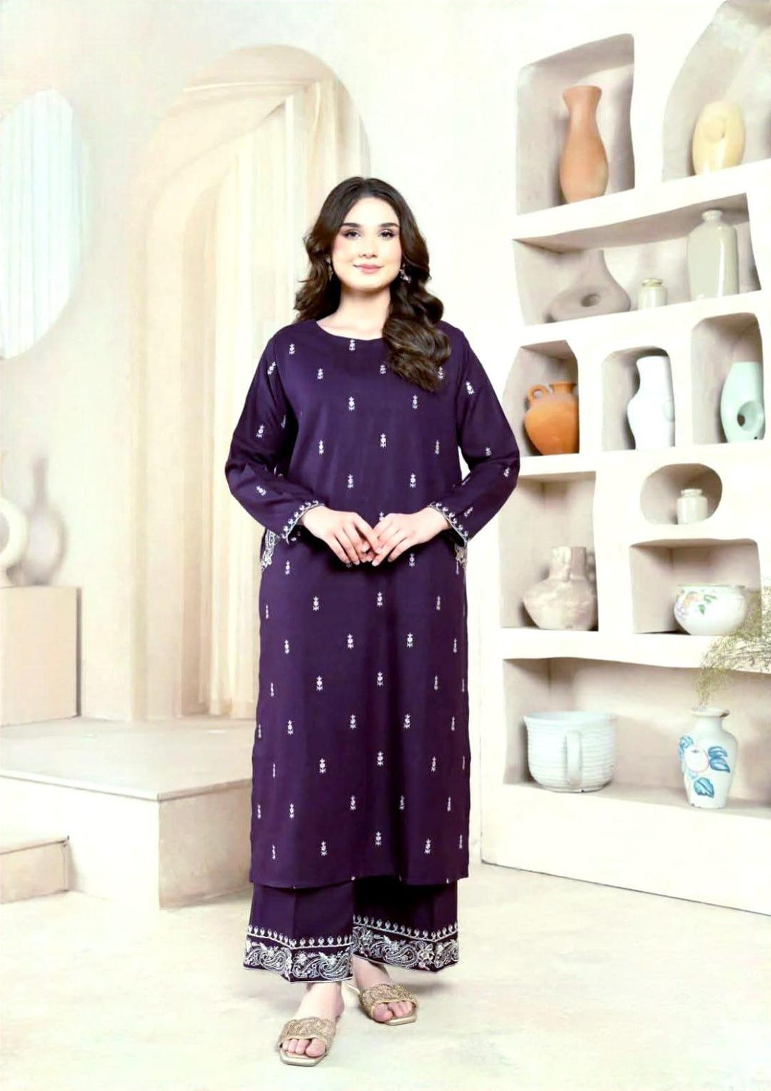 2Pcs Woman's Unstitched Embroidered Suits